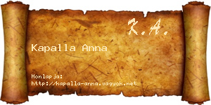 Kapalla Anna névjegykártya